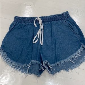 Blue denim shorts